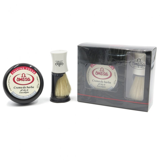 Zestaw do golenia Omega 59.81819 (Krem do golenia, pędzel i stojak)