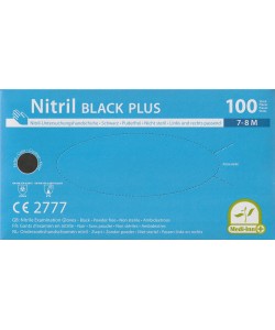 Rękawicy nitrylowe bez pudru Nitril Black plus rozmiar 7-8 M