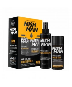 Włókna keratynowe do zagęszczenia włosów Nishman Hair Building Keratin Fiber Light Brown 20g + 100 ml