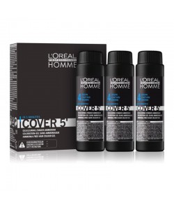 Zestaw koloryzujący do siwych włosów poziom 4 L’Oréal Professionnel Homme Cover 5' Brown 3 x 50 ml