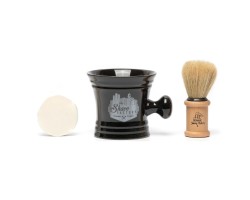 Zestaw do golenia The Shave Factory Shaving Mug Set czarna miseczka, pędzel, mydło