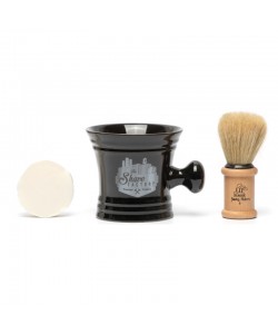 Zestaw do golenia The Shave Factory Shaving Mug Set czarna miseczka, pędzel, mydło