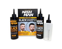 Szampon do maskowania siwych włosów Nishman Hair&Beard Care Black Shampoo Bundle 2 x 200 ml