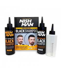 Szampon do maskowania siwych włosów Nishman Hair&Beard Care Black Shampoo Bundle 2 x 200 ml
