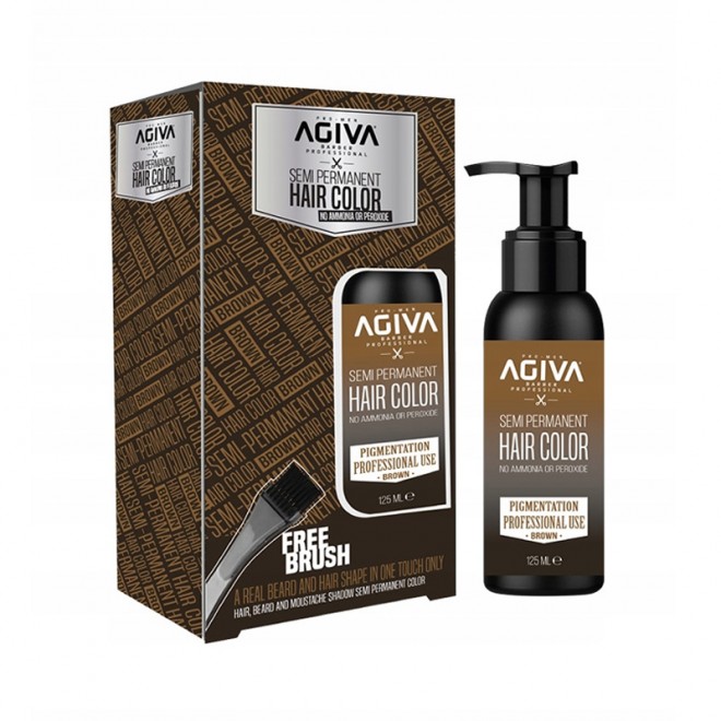Farba do włosów i brody brązowa Agiva semi permanent hair COLOR BROWN 125ml
