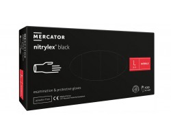 Rękawice nitrylowe bez pudru Mercator Nitrylex Black Protective Gloves rozmiar L