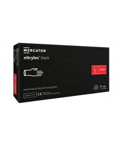 Rękawice nitrylowe bez pudru Mercator Nitrylex Black Protective Gloves rozmiar L