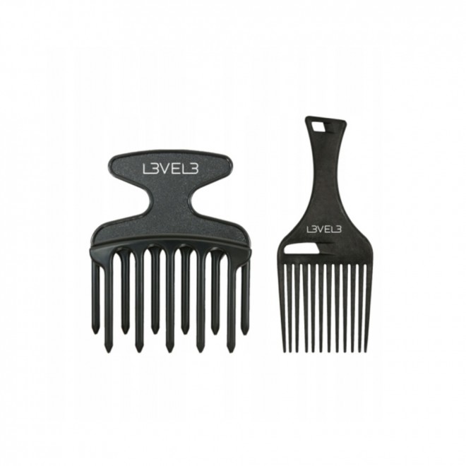 Zestaw grzebieni do włosów L3vel3 Afro Hair Pick Comb Set 2 szt. – profesjonalne grzebienie z żywicy
