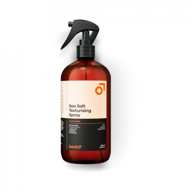 Spray z solą morską do włosów mocny chwyt Beviro Sea Salt Spray Extreme Hold 500 ml – objętość, tekstura i efekt plażowy