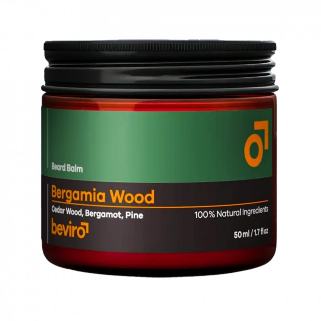 Beviro Bergamia Wood Beard Balm 50 ml – balsam do brody do stylizacji i odżywienia | cedr, sosna, bergamotka