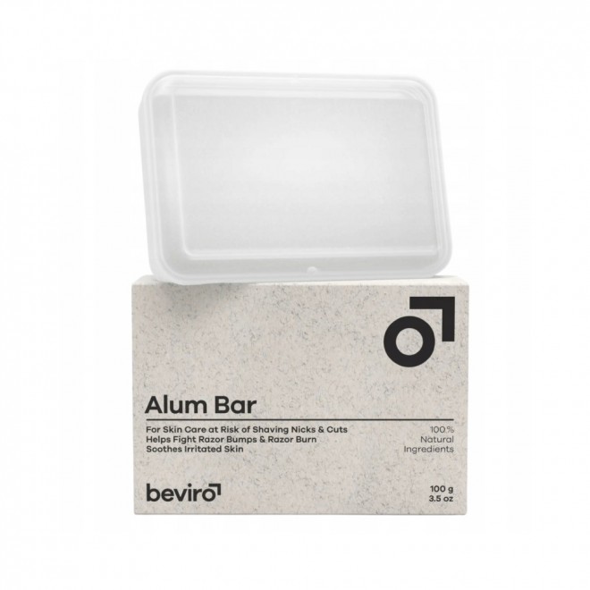 Ałun w kostce Beviro Alum Bar 100 g – tamuje drobne krwawienia i koi skórę po goleniu | naturalny „blood stopper”