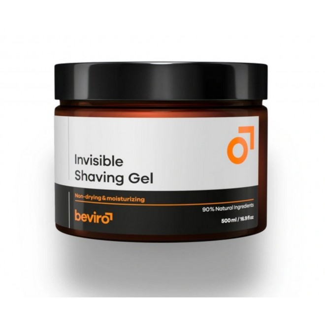 Beviro Invisible Shaving Gel 500 ml – transparentny żel do golenia do precyzyjnego konturowania | 90% naturalnych składników